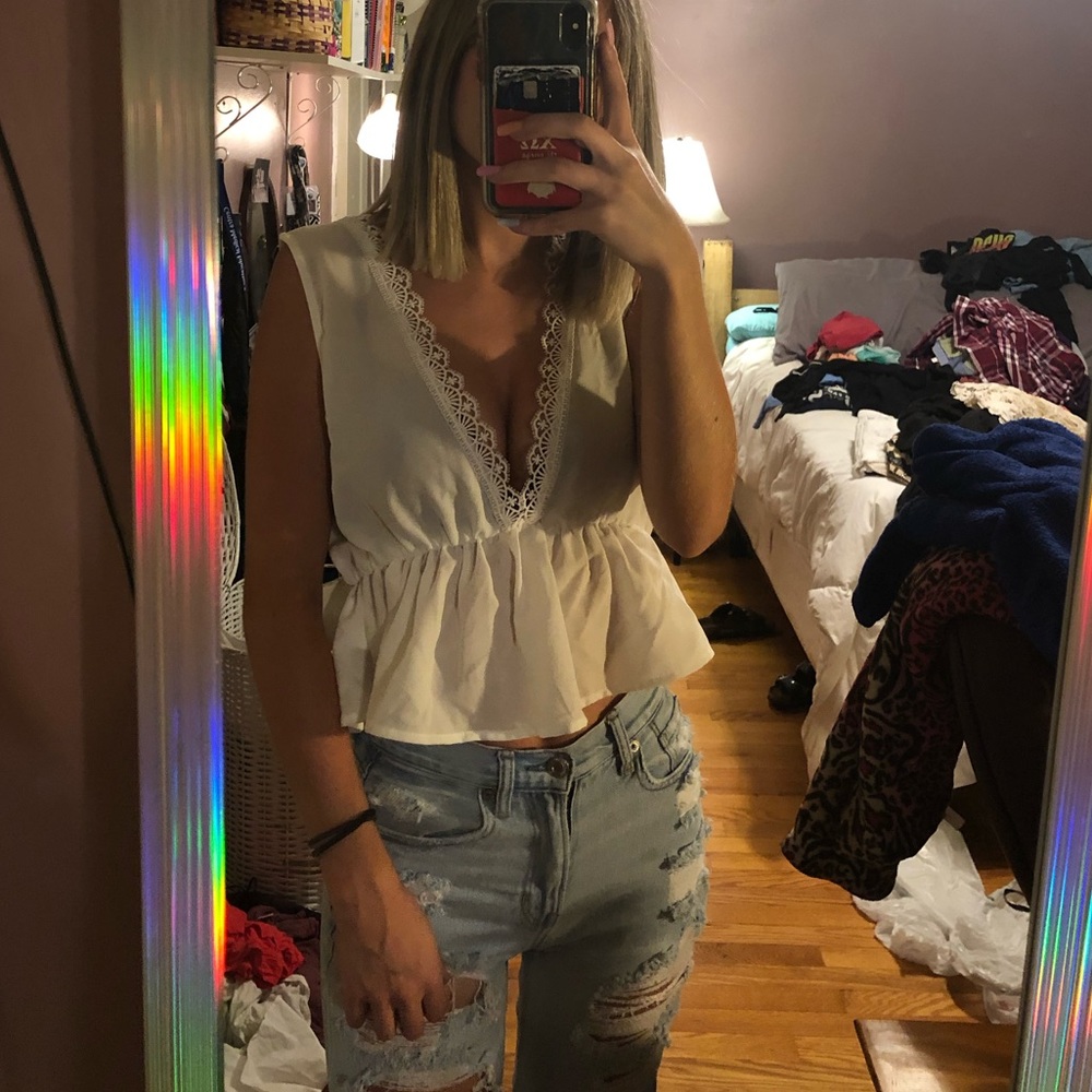 White lace tank top